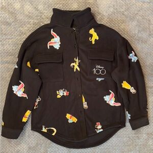 Youth Girls Disney 100 Button Up Sweater with Two Front Pockets Size Medium.